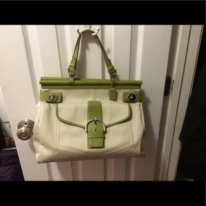 Coach Canvas/Leather Turn lock Handbag